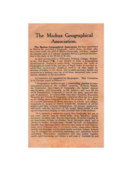 The Madras Geographical Association