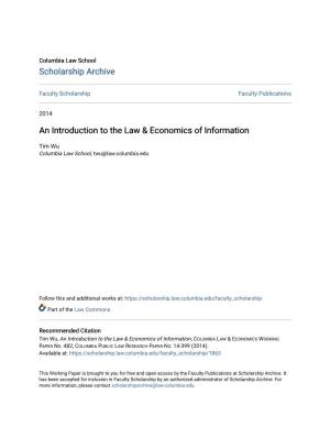 An Introduction to the Law & Economics of Information