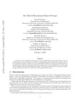 On Three-Dimensional Space Groups