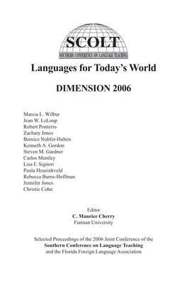 Languages for Today's World