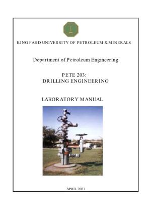 Drilling Engineering Laboratory Manual