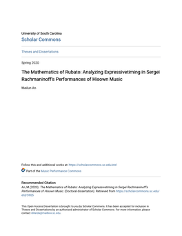 The Mathematics of Rubato: Analyzing Expressivetiming in Sergei Rachmaninoff’S Performances of Hisown Music
