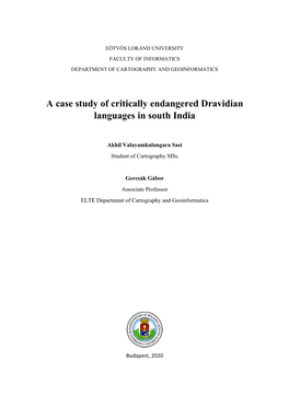 A Case Study of Critically Endangered Dravidian Languages in South India