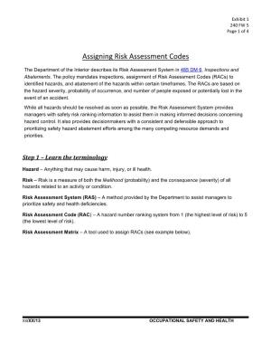 Assigning Risk Assessment Codes