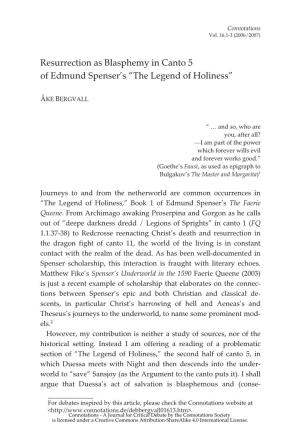 Resurrection As Blasphemy in Canto 5 of Edmund Spenser's