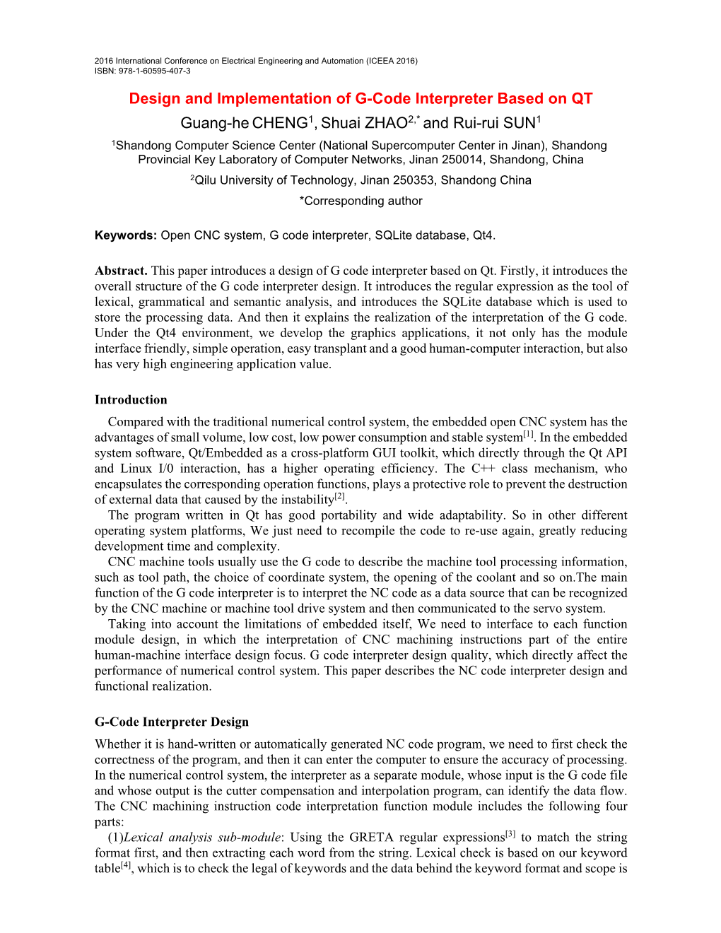 Design and Implementation of G-Code Interpreter Based on QT