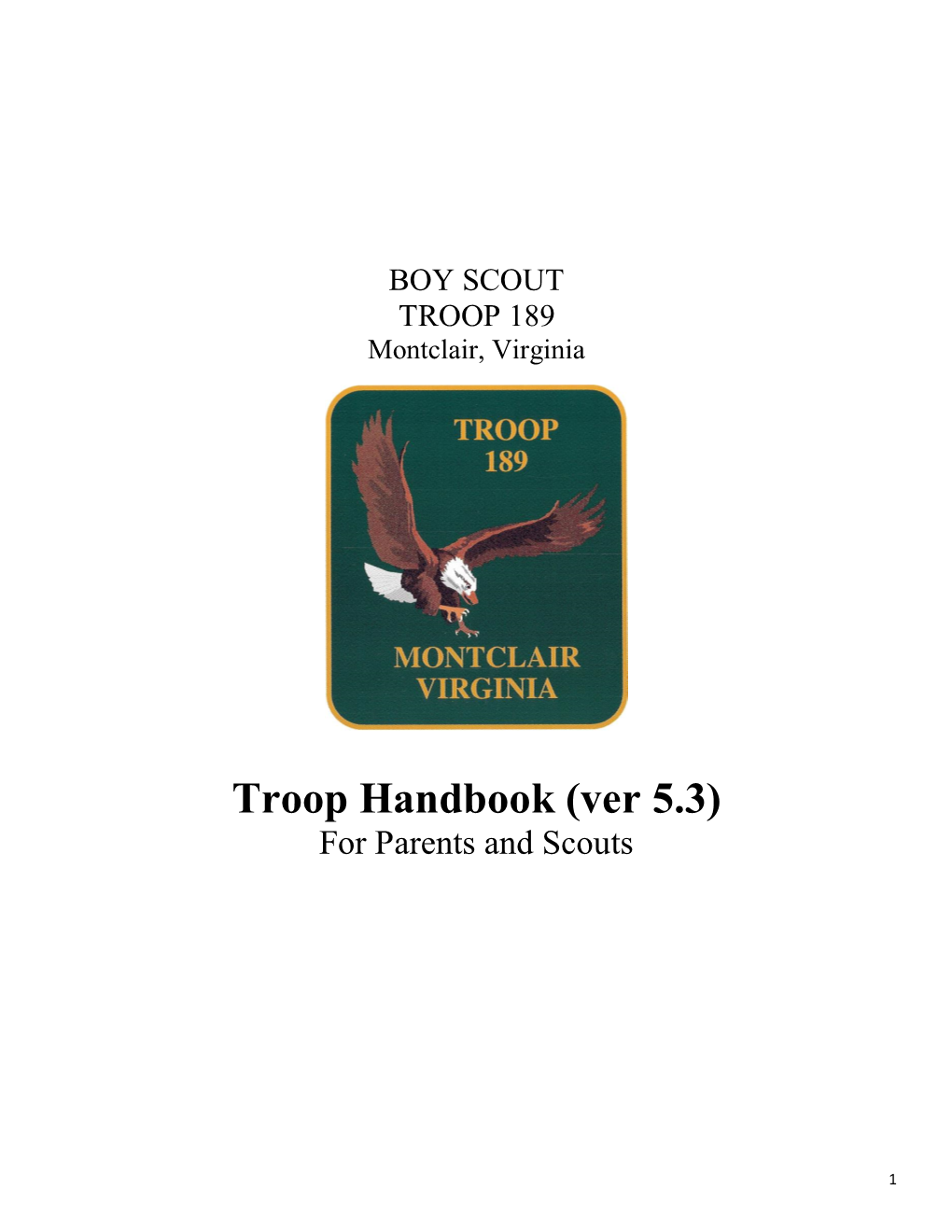 Troop Handbook (Ver 5.3) for Parents and Scouts