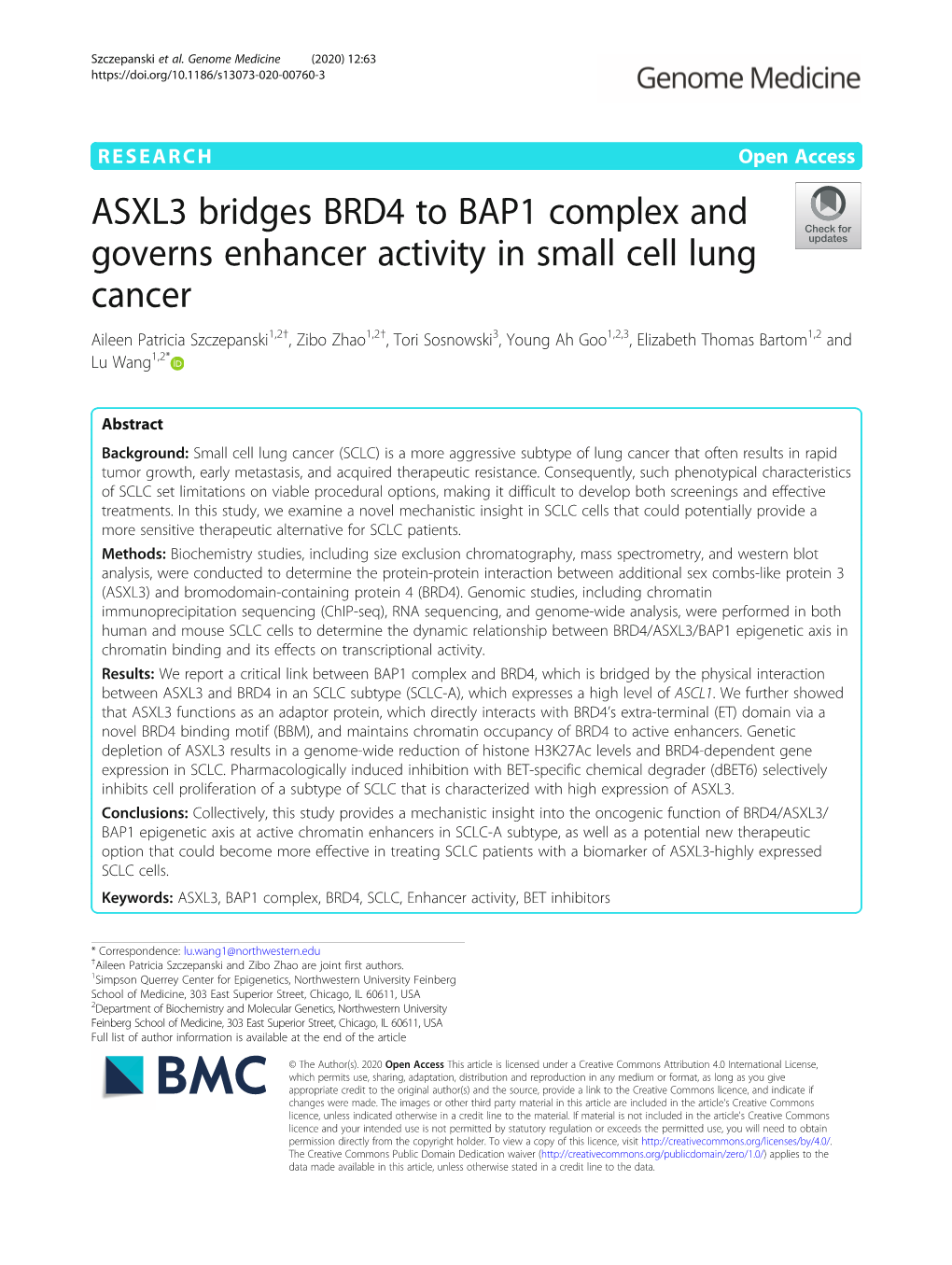 ASXL3 Bridges BRD4 to BAP1 Complex and Governs Enhancer