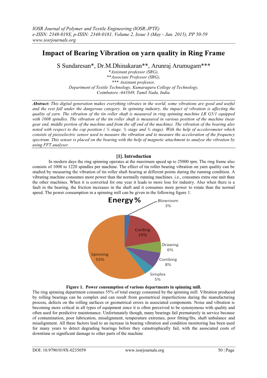 Impact of Bearing Vibration on Yarn Quality in Ring Frame