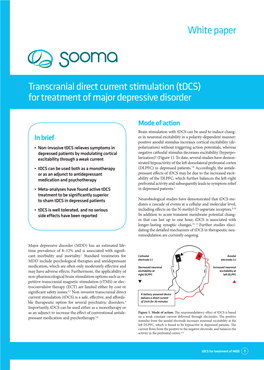 (Tdcs) for Treatment of Major Depressive Disorder White Paper