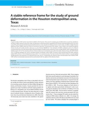 A Stable Reference Frame for the Study of Ground Deformation in the Houston Metropolitan Area, Texas Research Article