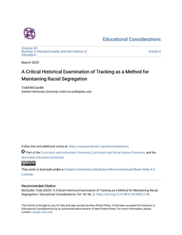 Tracking As a Method for Maintaining Racial Segregation