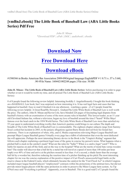 The Little Book of Baseball Law (ABA Little Books Series) Online