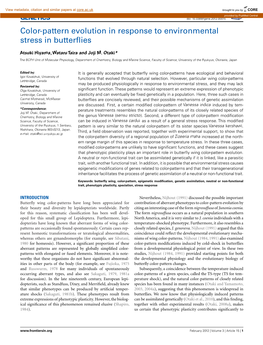 Color-Pattern Evolution in Response to Environmental Stress in Butterflies