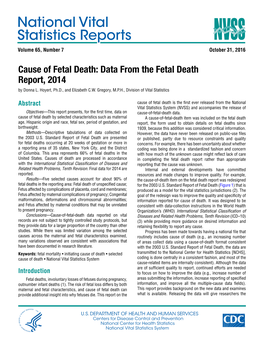 National Vital Statistics Reports Volume 65, Number 7 October 31, 2016