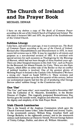 The Church of Ireland and Its Prayer Book MICHAEL DEWAR