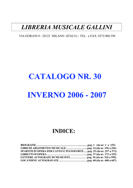 Catalogo Nr. 30 Inverno 2006