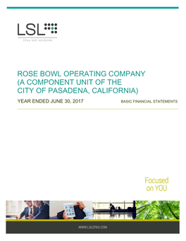 Rose Bowl Operating Company (A Component Unit of the City of Pasadena, California)