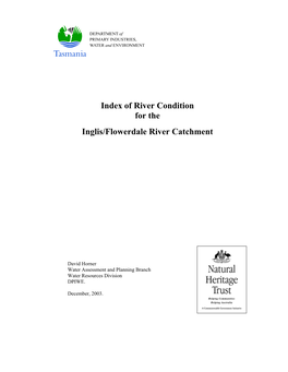Index of River Condition for the Inglis/Flowerdale River Catchment