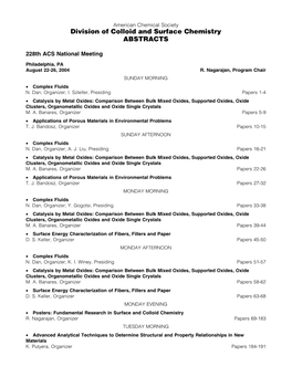 Division of Colloid and Surface Chemistry ABSTRACTS