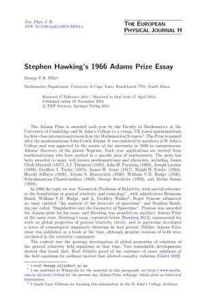 Stephen Hawking's 1966 Adams Prize Essay