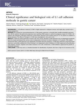 Clinical Significance and Biological Role of L1 Cell Adhesion Molecule In