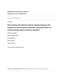 Role of Yttrium-90 Selective Internal Radiation Therapy in the Treatment of Liver-Dominant Metastatic Colorectal Cancer: an Evidence-Based Expert Consensus Algorithm
