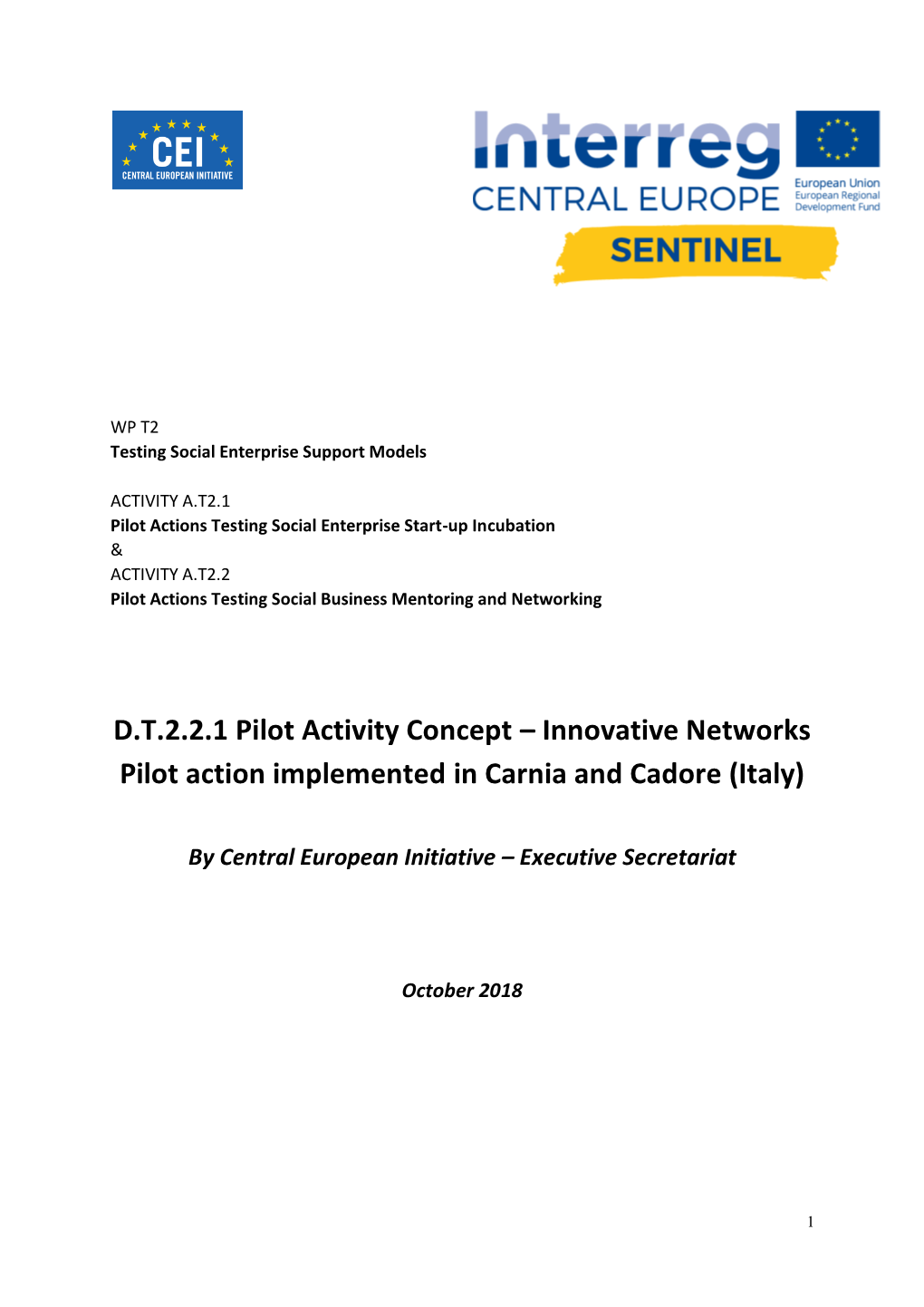 D.T.2.2.1 Pilot Activity Concept – Innovative Networks Pilot Action Implemented in Carnia and Cadore (Italy)