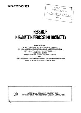 Research in Radiation Processing Dosimetry