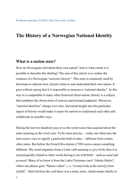 The History of a Norwegian National Identity