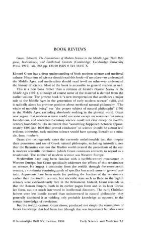 BOOK REVIEWS Grant, Edward, the Foundations of Modern