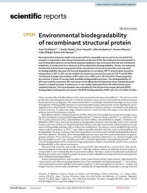Environmental Biodegradability of Recombinant Structural Protein