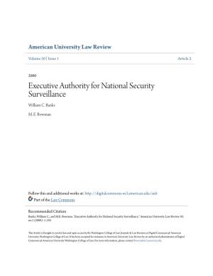 Executive Authority for National Security Surveillance William C