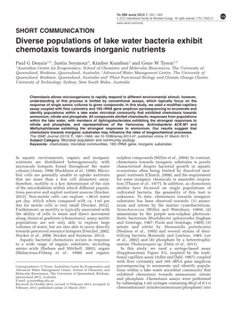 Diverse Populations of Lake Water Bacteria Exhibit Chemotaxis Towards Inorganic Nutrients