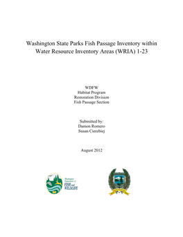 Washington State Parks Fish Passage Inventory Within Water Resource Inventory Areas (WRIA) 1-23