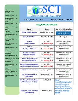 Calendar of Events 1
