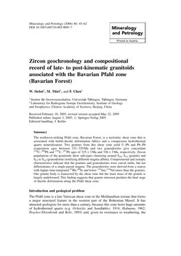Zircon Geochronology and Compositional Record of Late- to Post-Kinematic Granitoids Associated with the Bavarian Pfahl Zone (Bavarian Forest)
