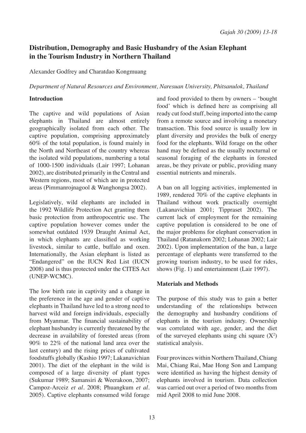 Distribution, Demography and Basic Husbandry of the Asian Elephant in