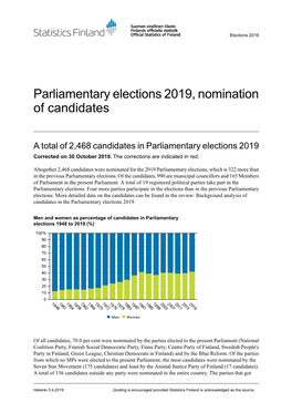 Parliamentary Elections 2019, Nomination of Candidates