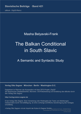 The Balkan Conditional in South Slavic
