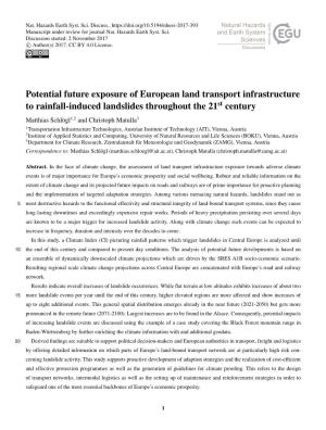 Potential Future Exposure of European Land Transport Infrastructure To