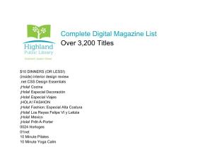 Complete Digital Magazine List Over 3,200 Titles
