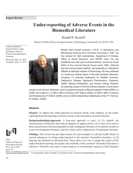 Under-Reporting of Adverse Events in the Biomedical Literature