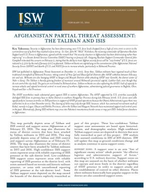 Afghanistan Partial Threat Assessment: the Taliban and Isis