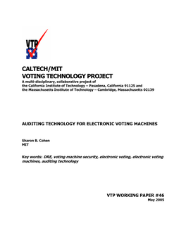 Auditing Technology for Electronic Voting Machines