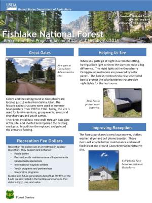 Fishlake National Forest Recreation Fee Highlights, 2016
