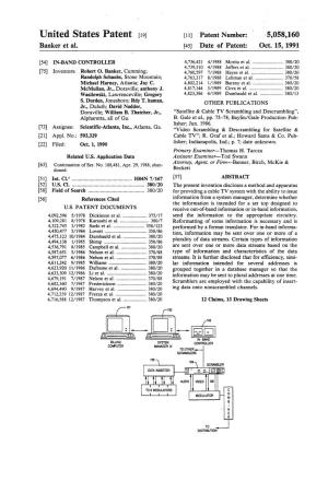 United States Patent (19) 11) Patent Number: 5,058,160 Banker Et Al