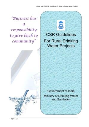 CSR Guidelines for Rural Drinking Water Projects