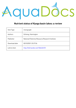 Kyoga Basin Lakes: a Review
