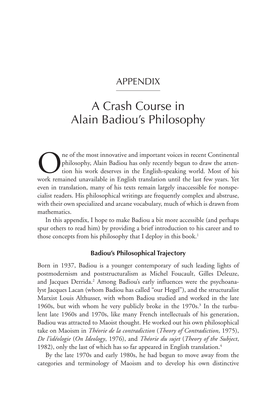 A Crash Course in Alain Badiou's Philosophy
